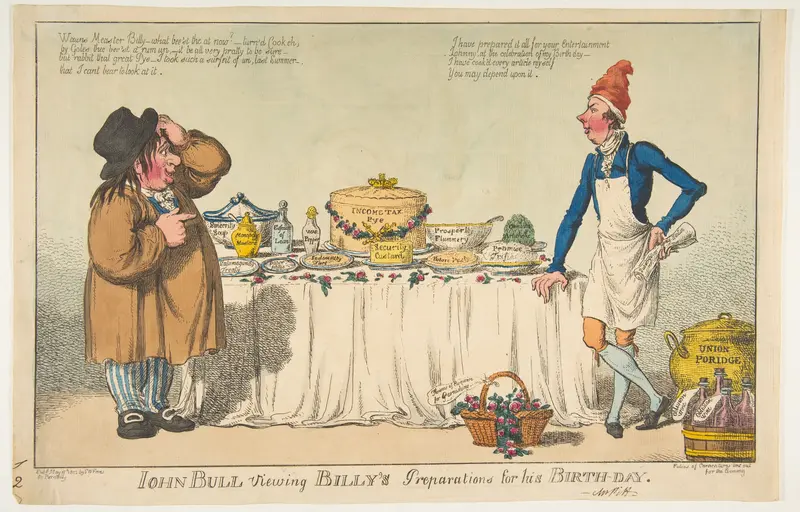 John Bull Viewing Billy's Preparations for his Birth-day Wall Art by Charles Williams - High-Resolution Digital Print