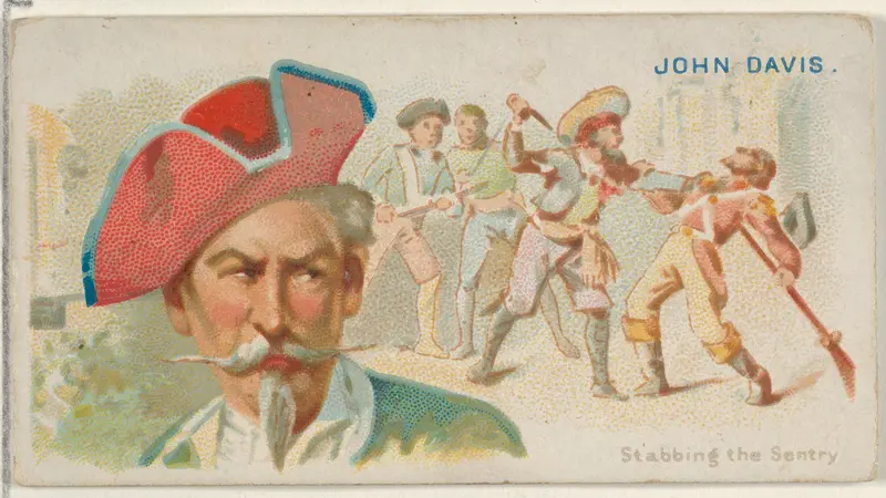 John Davis, Stabbing the Sentry, from the Pirates of the Spanish Main series (N19) for Allen & Ginter Cigarettes Wall Art by Allen & Ginter - High-Resolution Digital Print