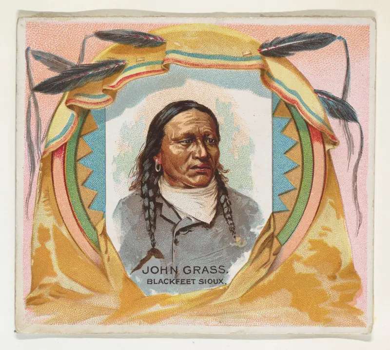 John Grass, Blackfeet Sioux, from the American Indian Chiefs series (N36) for Allen & Ginter Cigarettes Wall Art by Allen & Ginter - High-Resolution Digital Print