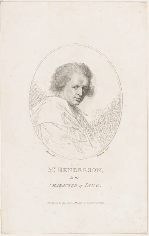 John Henderson, in the Character of Iago (Shakespeare's Othello) Wall Art by Francesco Bartolozzi - High-Resolution Digital Print