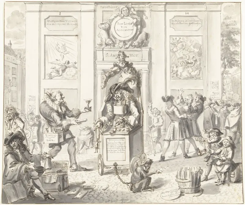 John Law in een rinkelstoel voor het Lazarushuis, 1720 Wall Art by anonymous - High-Resolution Digital Print