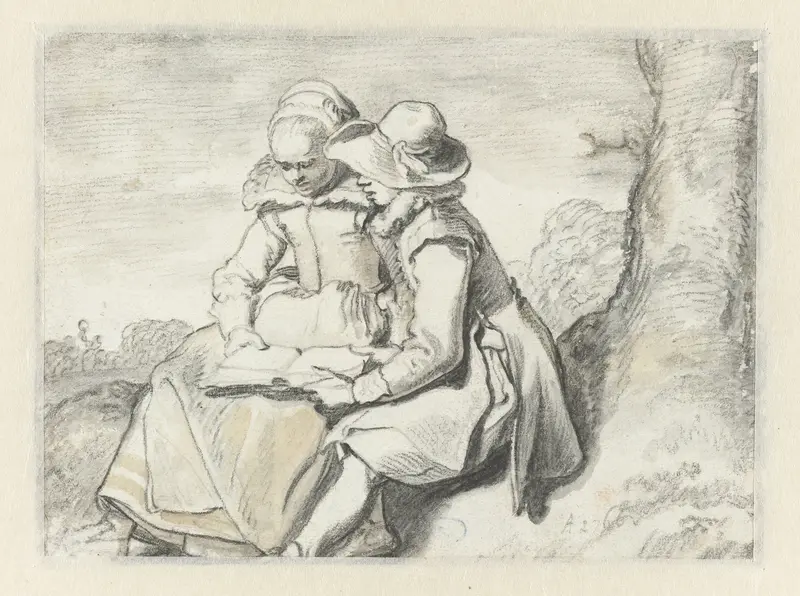 Jong paar dat samen een boek leest Wall Art by Unknown - High-Resolution Digital Print