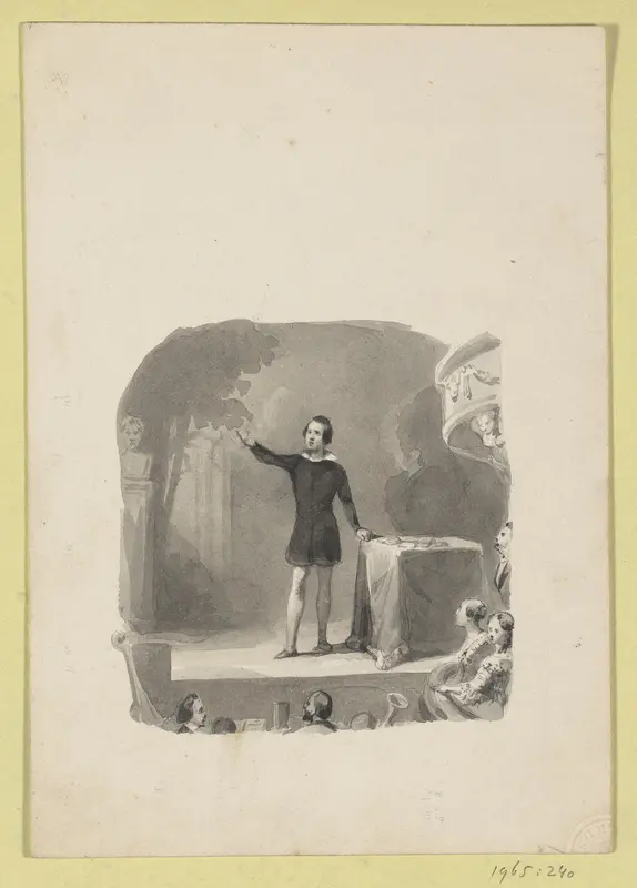 Jonge acteur op een toneel Wall Art by Johann Wilhelm Kaiser (I) - High-Resolution Digital Print