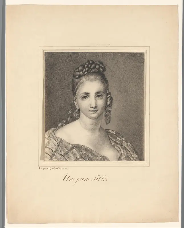 Jonge vrouw met ingevlochten haar Wall Art by Anne-Louis Girodet-Trioson - High-Resolution Digital Print