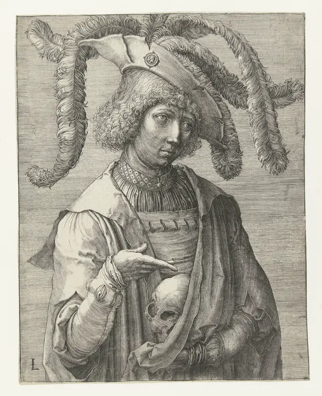 Jongeman met een schedel Wall Art by Unknown - High-Resolution Digital Print
