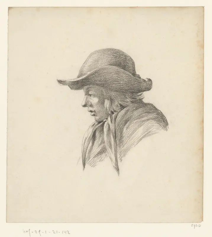 Jongeman met grote slappe hoed Wall Art by anonymous - High-Resolution Digital Print