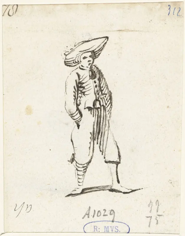 Jongeman met handen in zijn zakken, naar rechts Wall Art by Unknown - High-Resolution Digital Print