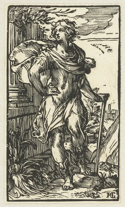 Jongeman met wandelstok Wall Art by Hendrick Goltzius - High-Resolution Digital Print
