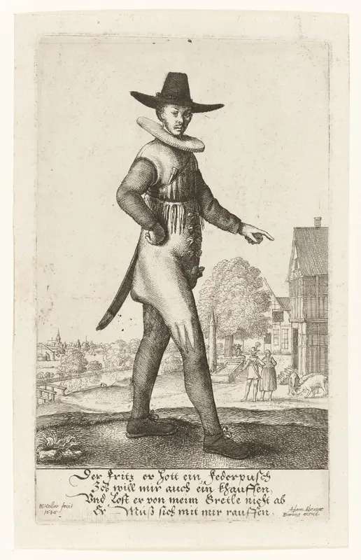 Jongeman met zwarte hoed, grote kraag en sabel Wall Art by Unknown - High-Resolution Digital Print