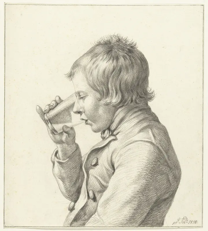Jongen, drinkend uit een glas Wall Art by Jean Bernard - High-Resolution Digital Print