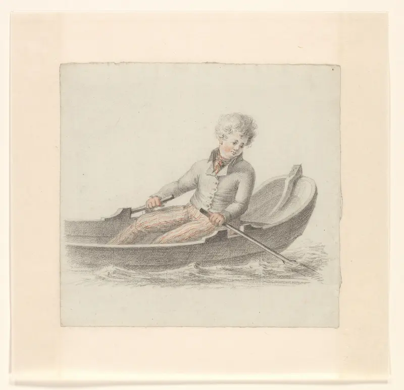 Jongen in een roeiboot Wall Art by Johannes van Reijn - High-Resolution Digital Print