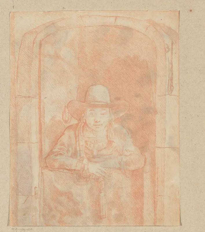 Jongen leunend over een onderdeur Wall Art by Cornelis Ploos van Amstel - High-Resolution Digital Print
