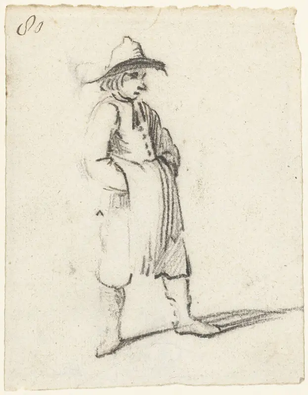 Jongen met zijn handen onder een schort, naar rechts Wall Art by Harmen ter Borch - High-Resolution Digital Print