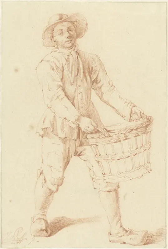 Jongen op klompen met een mand Wall Art by François Joseph Pfeiffer (II) - High-Resolution Digital Print