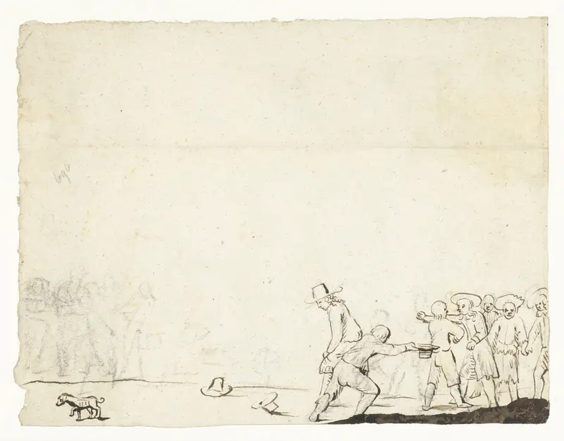 Jongens die met hoeden een spelletje spelen Wall Art by Unknown - High-Resolution Digital Print