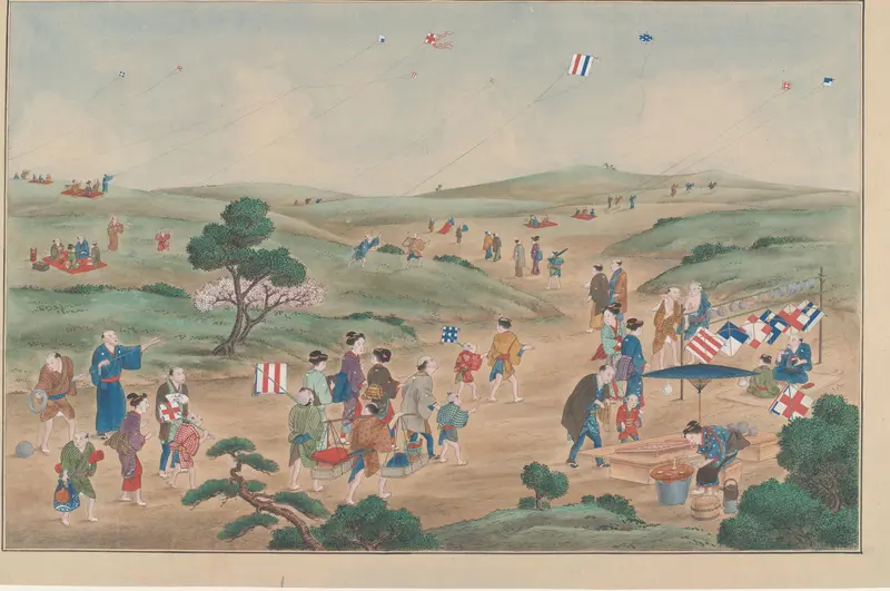 Jongens laten vliegers op buiten Nagasaki Wall Art by anonymous - High-Resolution Digital Print