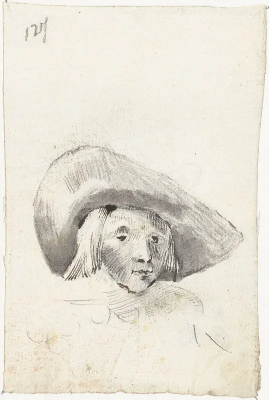 Jongenshoofd met een breedgerande hoed Wall Art by Unknown - High-Resolution Digital Print