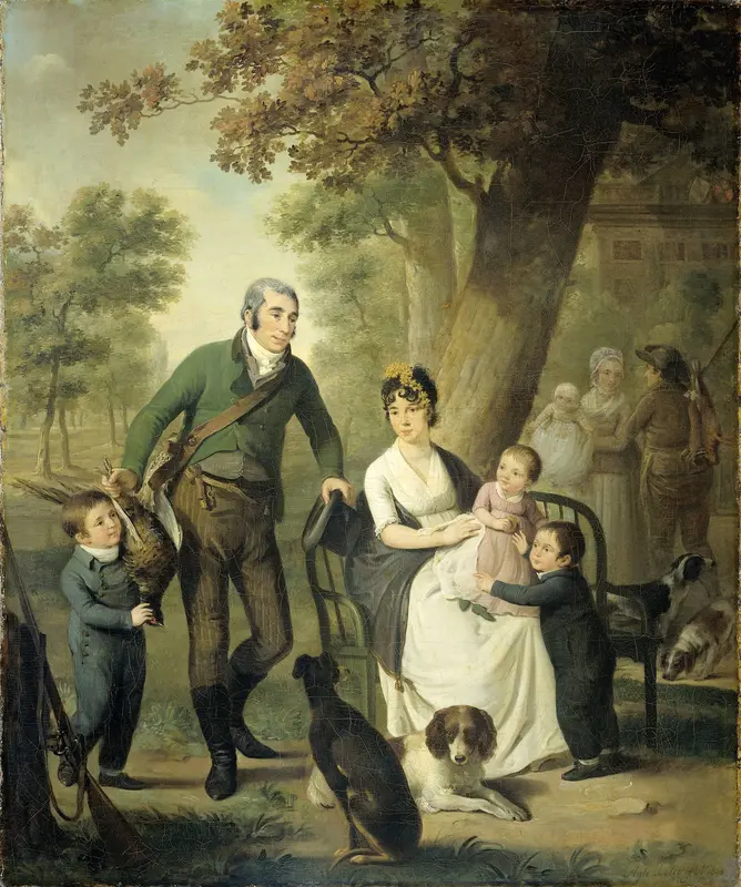 Jonkheer Gysbert Carel Rutger Reinier van Brienen van Ramerus(1771-1821), with his Wife and four of their Children Wall Art by Adriaan de Lelie - High-Resolution Digital Print