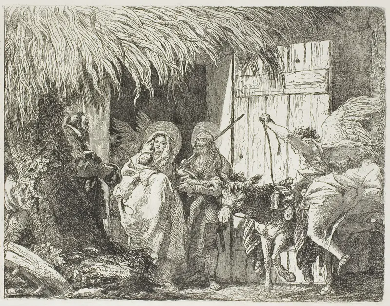 Joseph and Mary Seeking Shelter, plate five from The Flight into Egypt Wall Art by Giovanni Domenico Tiepolo - High-Resolution Digital Print