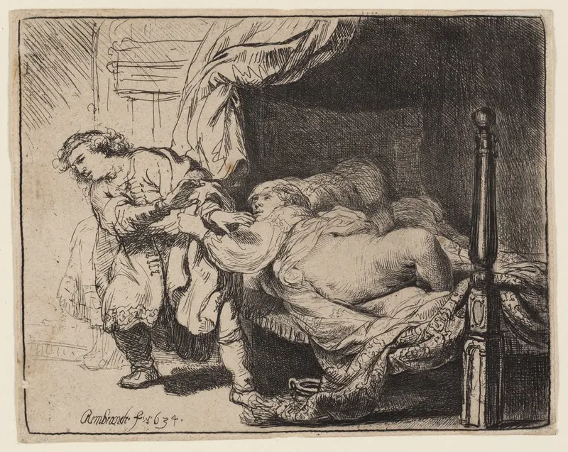 Joseph and Potiphar's Wife Wall Art by Rembrandt van Rijn - High-Resolution Digital Print