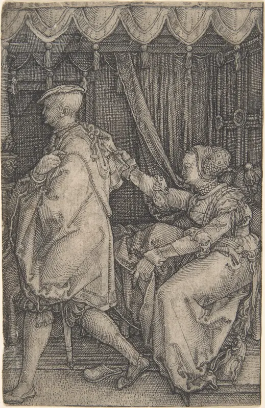 Joseph and Potiphar's Wife Wall Art by Heinrich Aldegrever - High-Resolution Digital Print