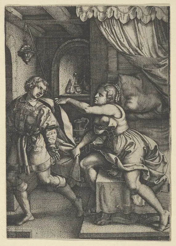 Joseph and Potiphar's Wife, from The Story of Joseph Wall Art by Georg Pencz - High-Resolution Digital Print