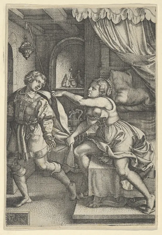 Joseph and Potiphar's Wife, from "The Story of Joseph" Wall Art by Georg Pencz - High-Resolution Digital Print