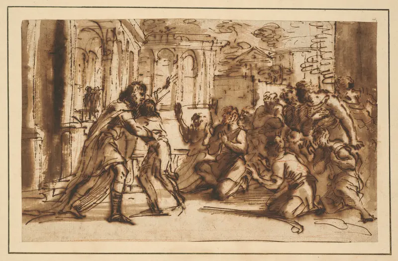 Joseph Greeting his Brothers Wall Art by Pier Francesco Mola - High-Resolution Digital Print
