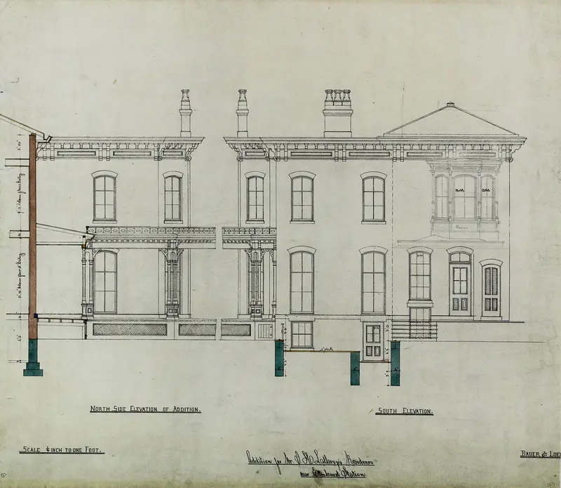 Joseph H. Lathrop House Addition, Elmhurst, Illinois, Elevations and Section