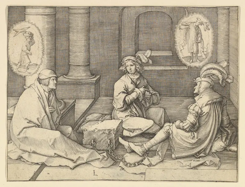 Joseph Interpreting the Dreams in Prison Wall Art by Lucas van Leyden - High-Resolution Digital Print