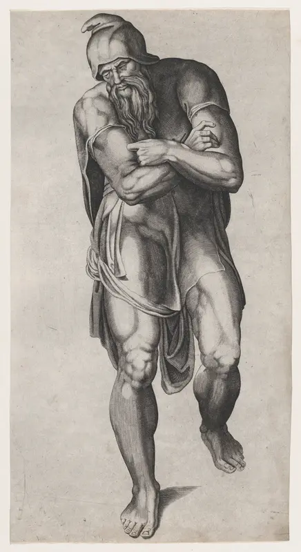 Joseph of Arimathea, after Michelangelo's Crucifixion fresco in the Cappella Paolina, Vatican Wall Art by Nicolas Beatrizet - High-Resolution Digital Print