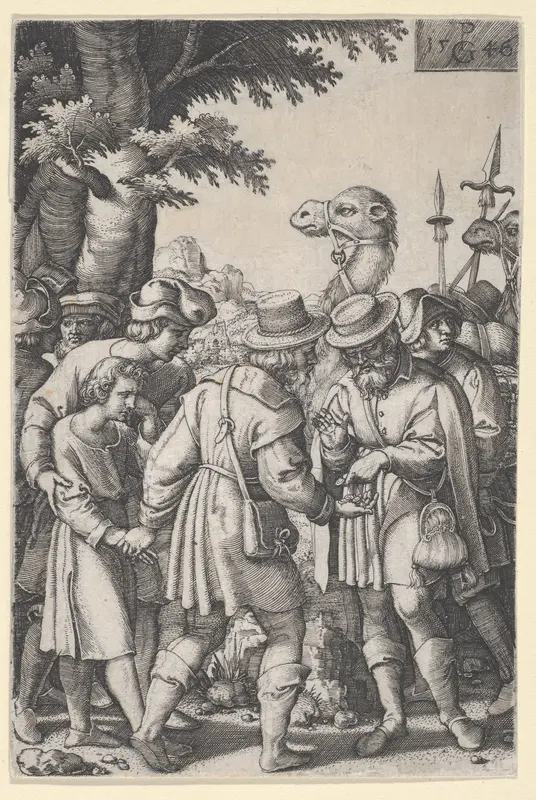 Joseph Sold to the Merchants, from "The Story of Joseph" Wall Art by Georg Pencz - High-Resolution Digital Print