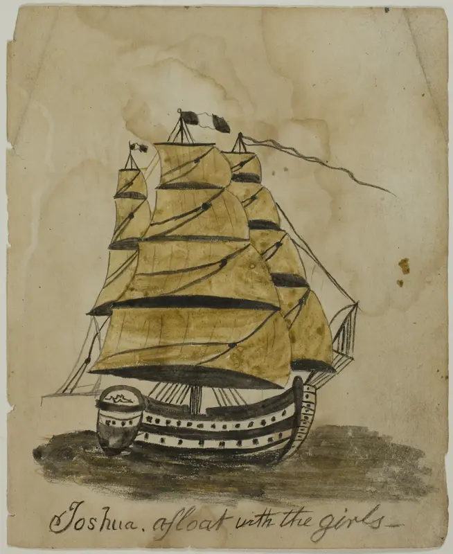 Joshua Afloat with the Girls Wall Art by Unknown artist - High-Resolution Digital Print