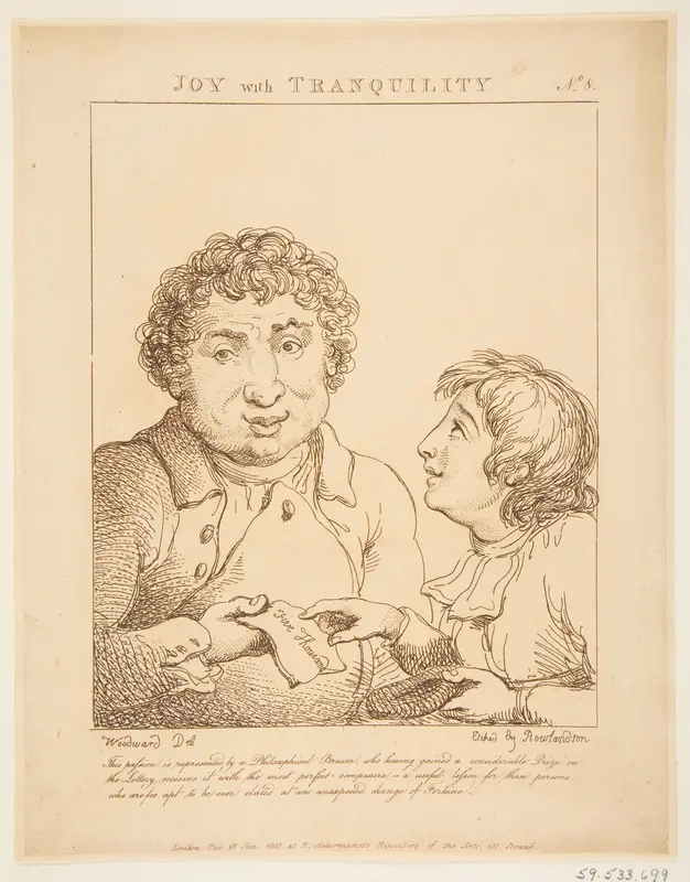 Joy with Tranquility (Le Brun Travested, or Caricatures of the Passions) Wall Art by Thomas Rowlandson - High-Resolution Digital Print