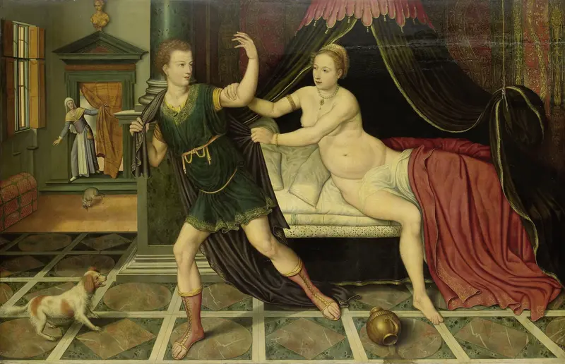 Jozef en de vrouw van Potifar Wall Art by anonymous - High-Resolution Digital Print