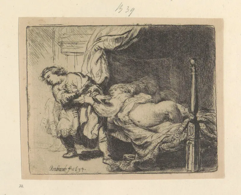 Jozef en de vrouw van Potifar Wall Art by Henry Louis Basan - High-Resolution Digital Print
