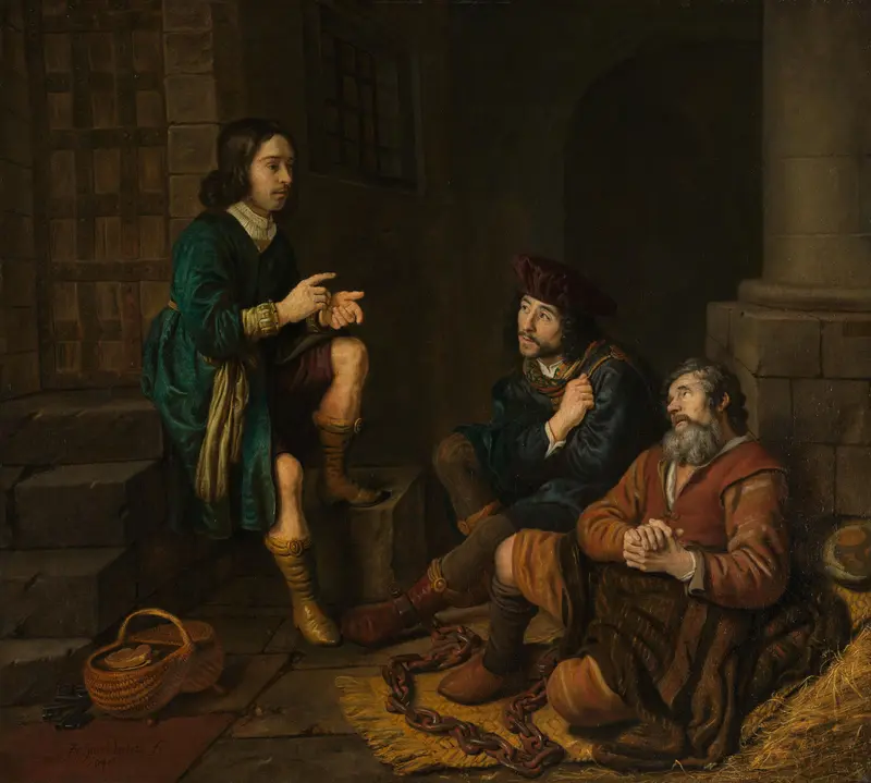 Jozef legt de bakker en de schenker hun dromen uit Wall Art by Jan Victors - High-Resolution Digital Print