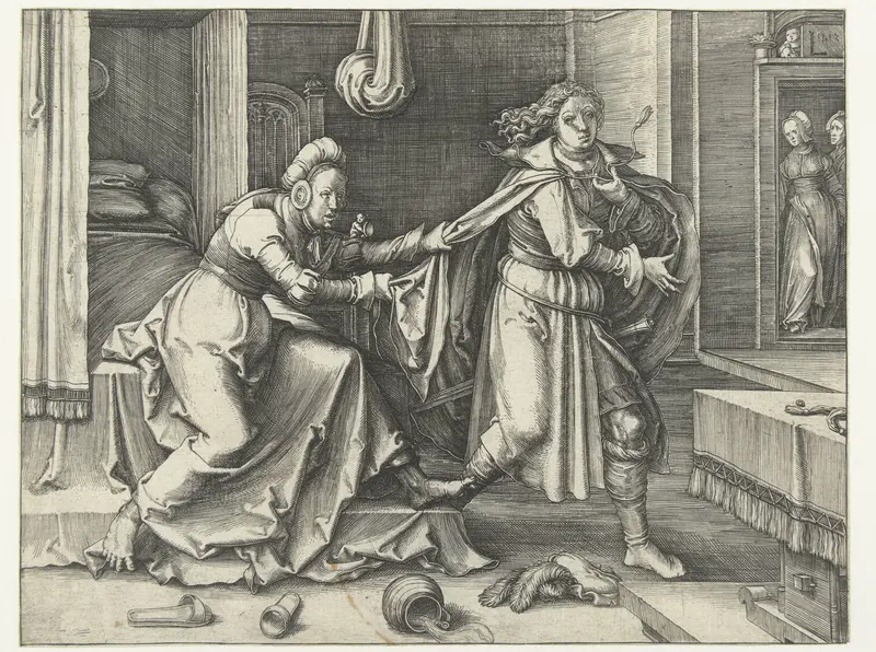 Jozef ontvlucht de vrouw van Potifar Wall Art by Unknown - High-Resolution Digital Print