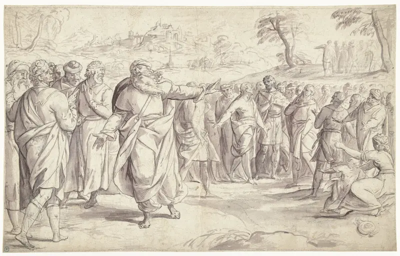 Jozua vermaant het volk om trouw aan God te blijven Wall Art by Frans Francken (I) - High-Resolution Digital Print