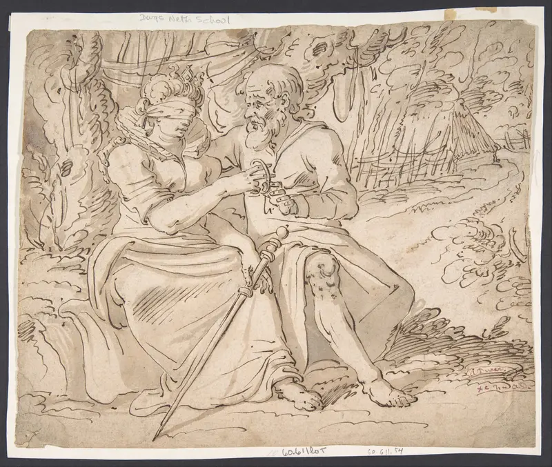 Judah Giving Tamar his Staff and Bracelets Wall Art by Anonymous, Netherlandish, 16th century - High-Resolution Digital Print