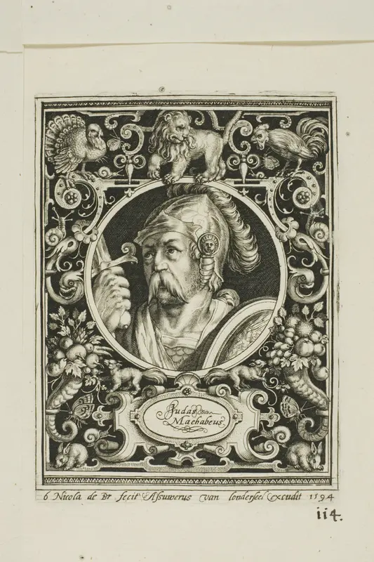 Judas Macabee, plate six from The Nine Worthies Wall Art by Nicolaes de Bruyn - High-Resolution Digital Print