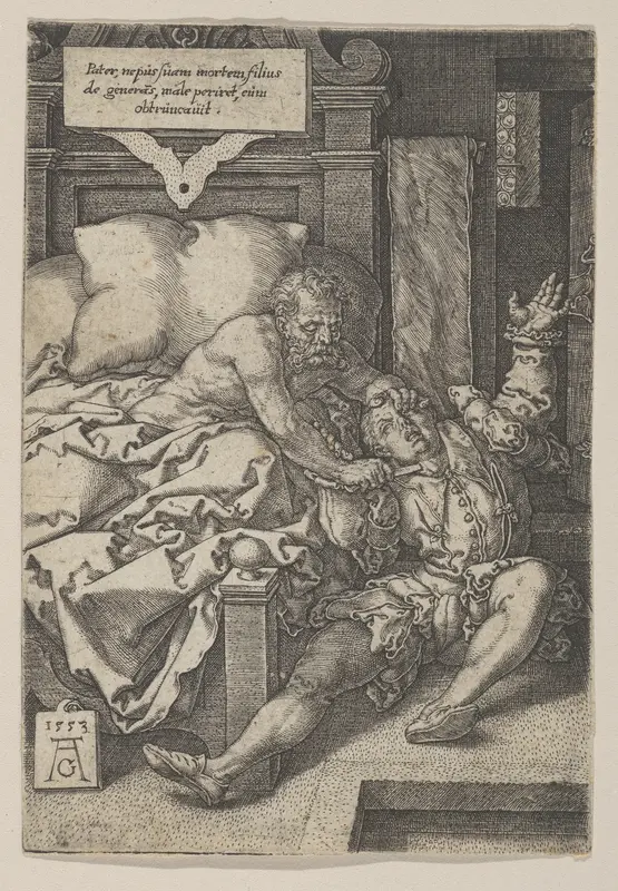Judge Herkinbald (Archambauld) Stabbing his Nephew Wall Art by Heinrich Aldegrever - High-Resolution Digital Print