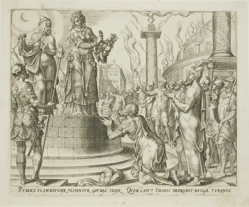 Judith Displaying Holofernes's Head to the People of Bethulia, plate seven from The Story of Judith and Holofernes