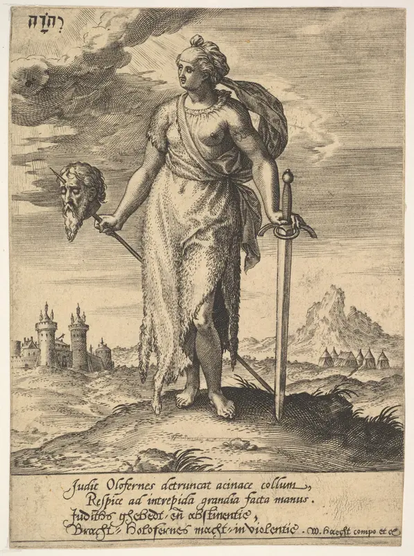 Judith, from "Tyrannorum Proemia" Wall Art by Hieronymus (Jerome) Wierix - High-Resolution Digital Print