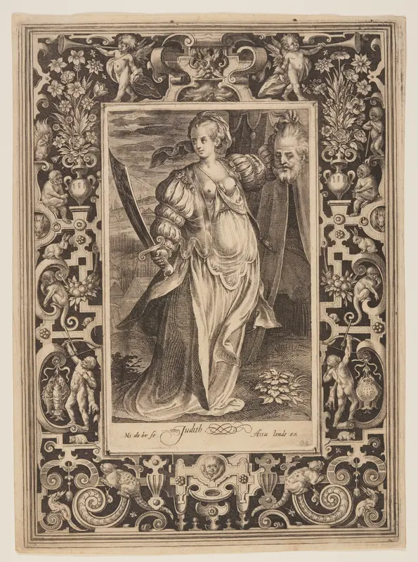 Judith, plate six from The Nine Worthies Wall Art by Nicolaes de Bruyn - High-Resolution Digital Print