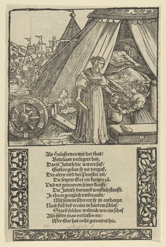 Judith with the Head of Holophernes, from "Das Büchle Memorial" Wall Art by Hans Schäufelein - High-Resolution Digital Print