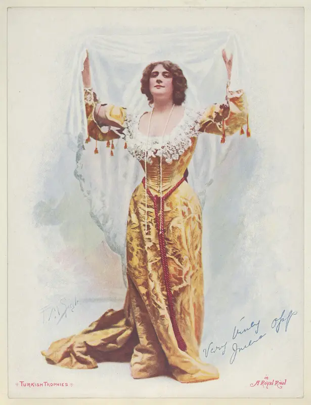 Julia Opp in A Royal Rival, from the Actresses series (T1), distributed by the American Tobacco Co. to promote Turkish Trophies Cigarettes Wall Art by Frederick Moladore Spiegle - High-Resolution Digital Print