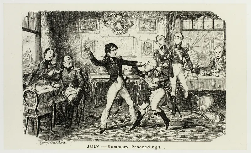 July - Summary Proceedings from George Cruikshank's Steel Etchings to The Comic Almanacks: 1835-1853 Wall Art by George Cruikshank - High-Resolution Digital Print
