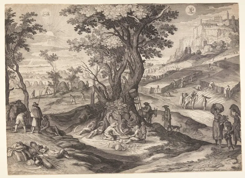 July/August, from The Twelve Months Wall Art by Aegidius Sadeler, II - High-Resolution Digital Print