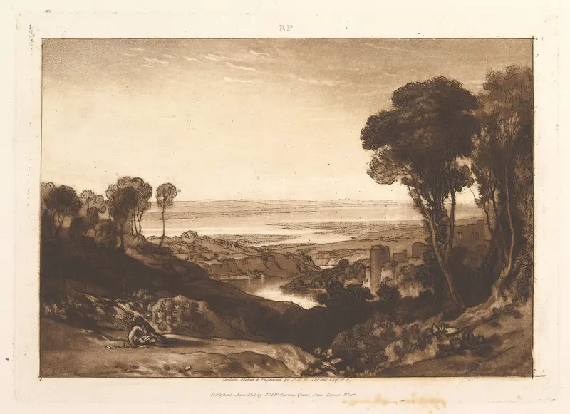 Junction of Severn and Wye, part VI, plate 28 from "Liber Studiorum" Wall Art by Joseph Mallord William Turner - High-Resolution Digital Print